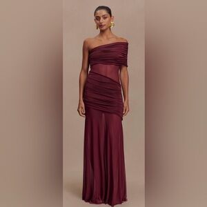 knee length dresses for ladies Ivory One Shoulder Midi Dress With Bow Accent main image 0